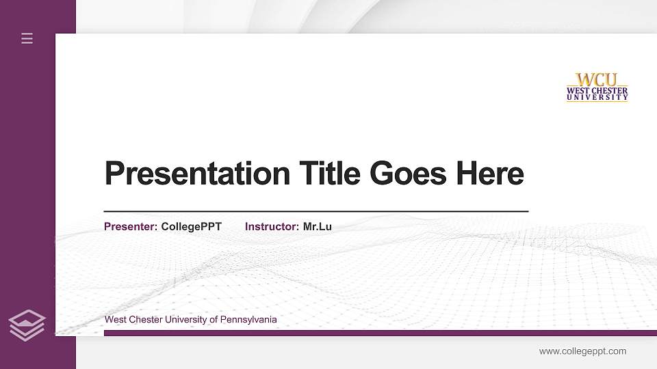 West Chester University of Pennsylvania Thesis Proposal/Graduation Defense PPT Template16:9 ratio PPT effect preview image
