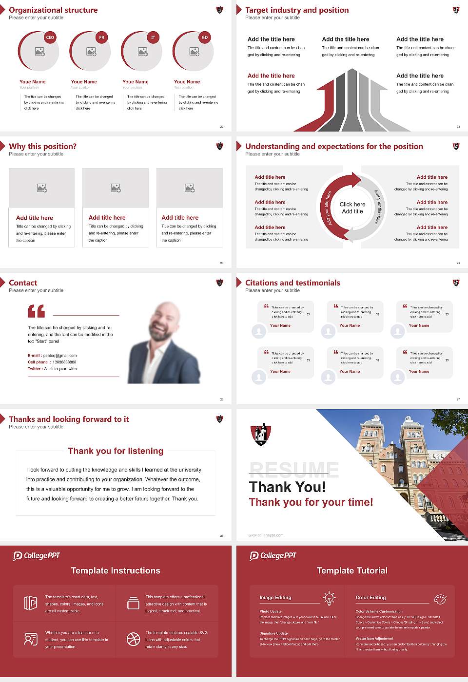 Washington & Jefferson College Resume PPT Template16:9 ratio PPT effect preview image4
