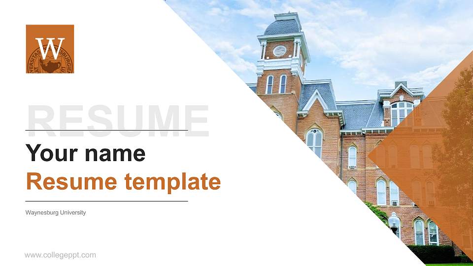 Waynesburg University Resume PPT Template16:9 ratio PPT effect preview image