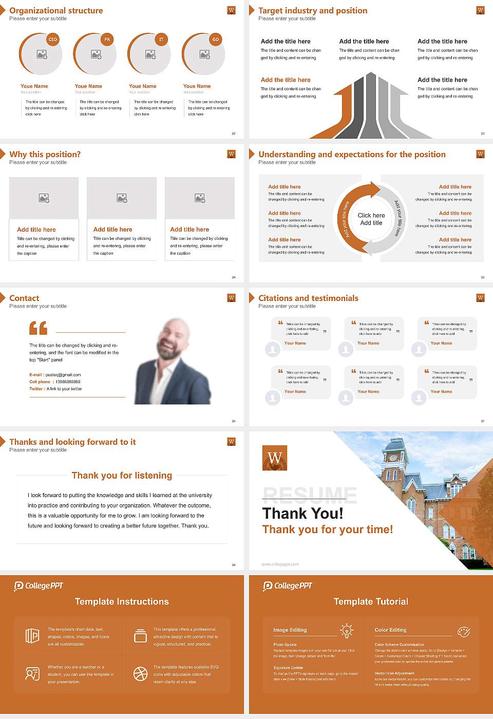 Waynesburg University Resume PPT Template16:9 ratio PPT effect preview image4