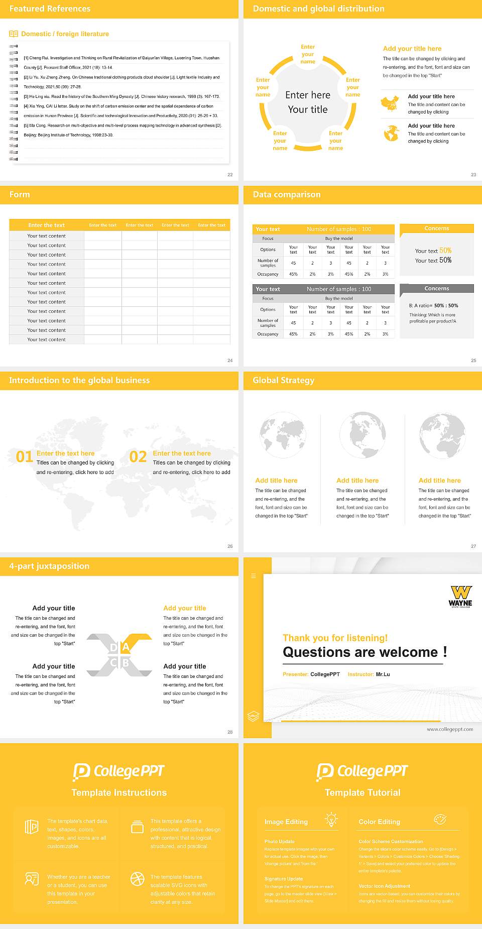 Wayne State College Thesis Proposal/Graduation Defense PPT Template4:3 ratio PPT effect preview image4