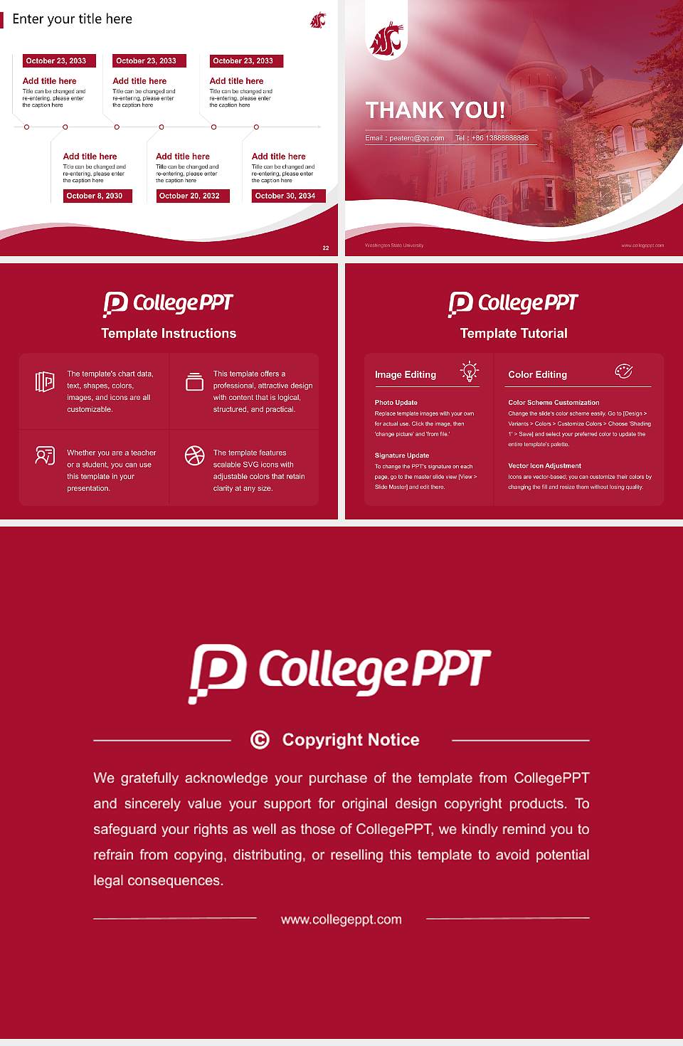 Washington State University Lecture Sharing and Networking Event PPT Template4:3 ratio PPT effect preview image4