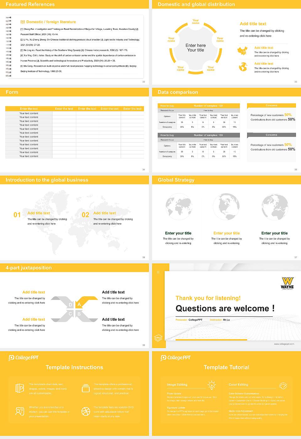 Wayne State College Thesis Proposal/Graduation Defense PPT Template16:9 ratio PPT effect preview image4
