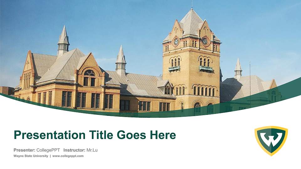 Wayne State University Course/Courseware Creation PPT Template16:9 ratio PPT effect preview image