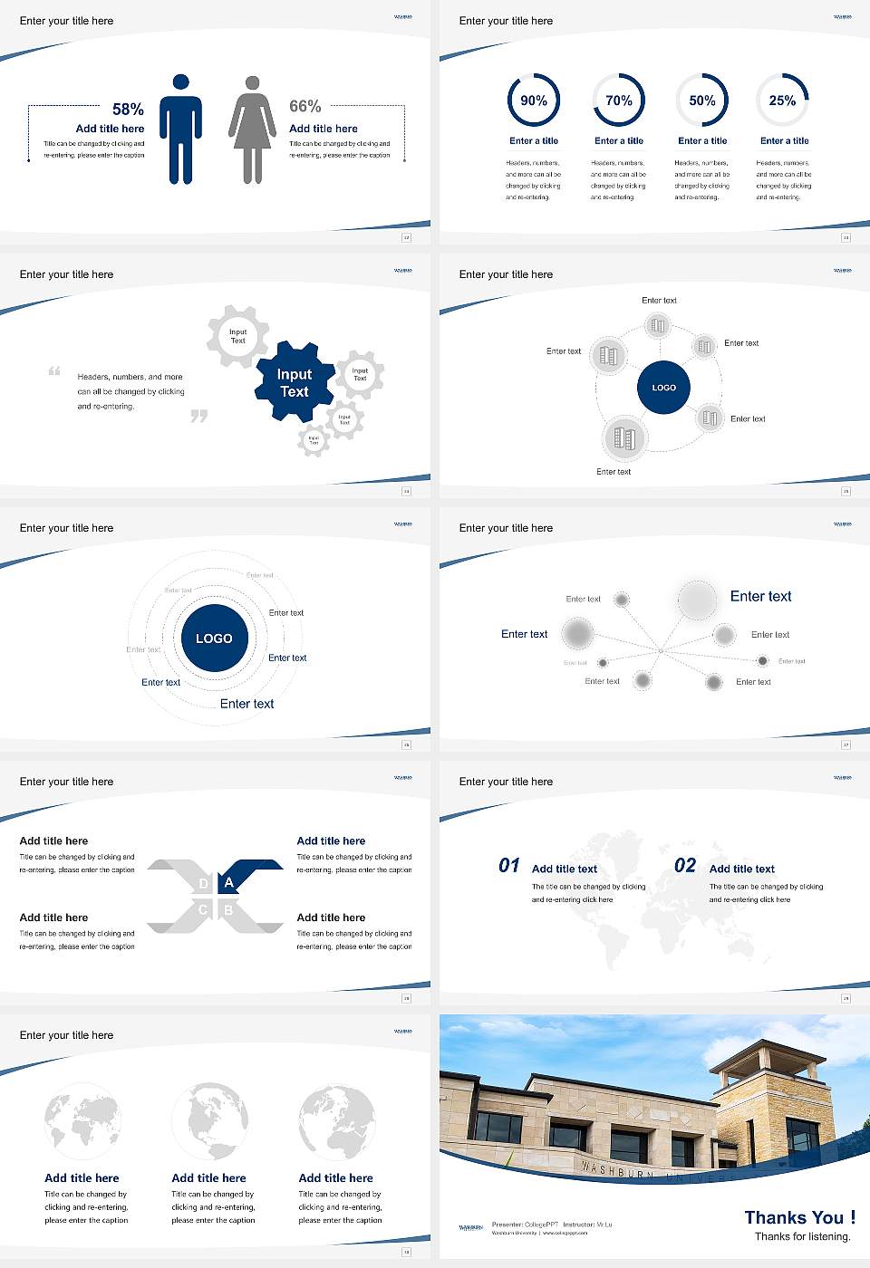 Washburn University Course/Courseware Creation PPT Template16:9 ratio PPT effect preview image4