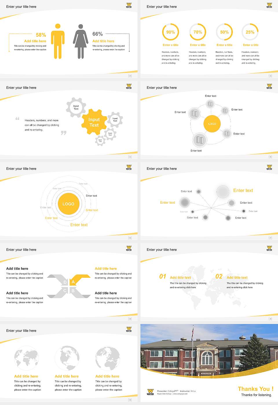 Wayne State College Course/Courseware Creation PPT Template16:9 ratio PPT effect preview image4