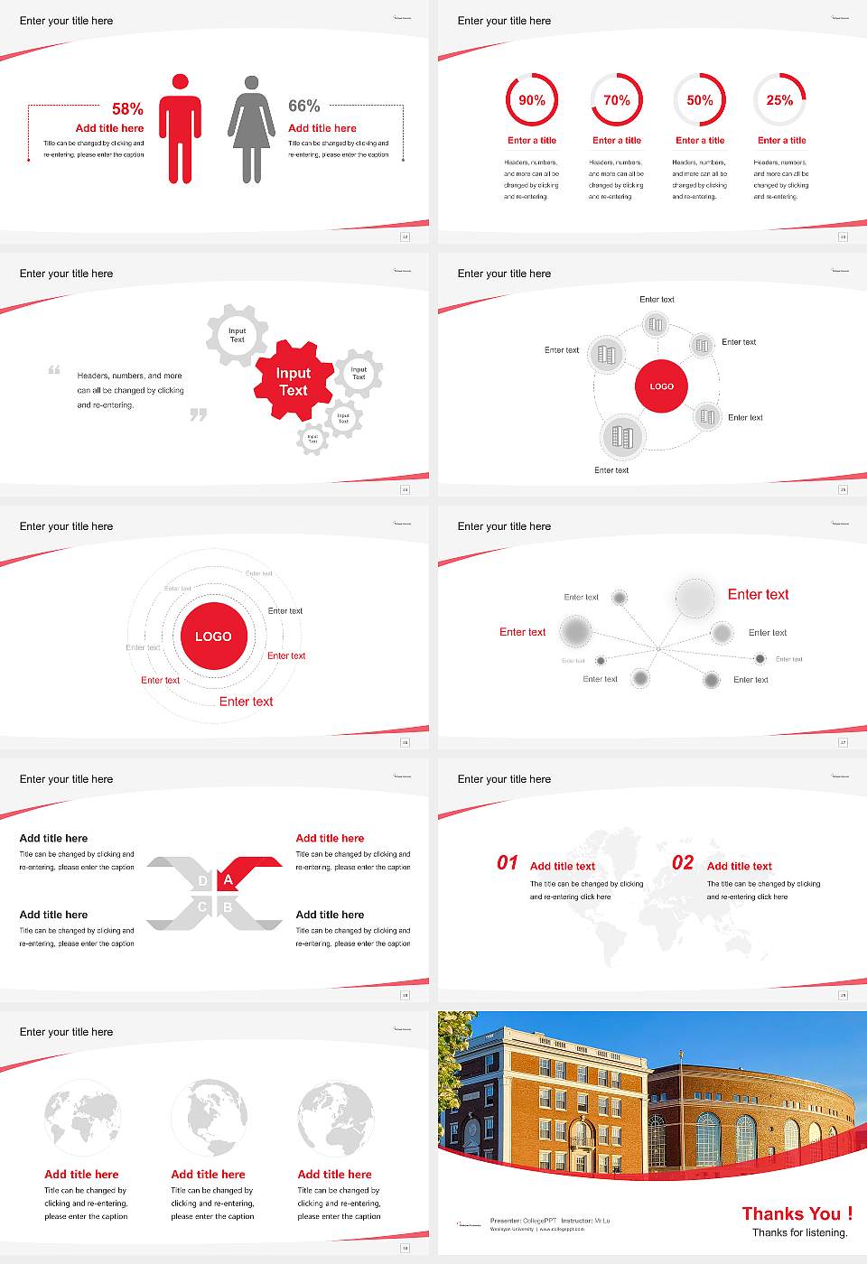 Wesleyan University Course/Courseware Creation PPT Template16:9 ratio PPT effect preview image4