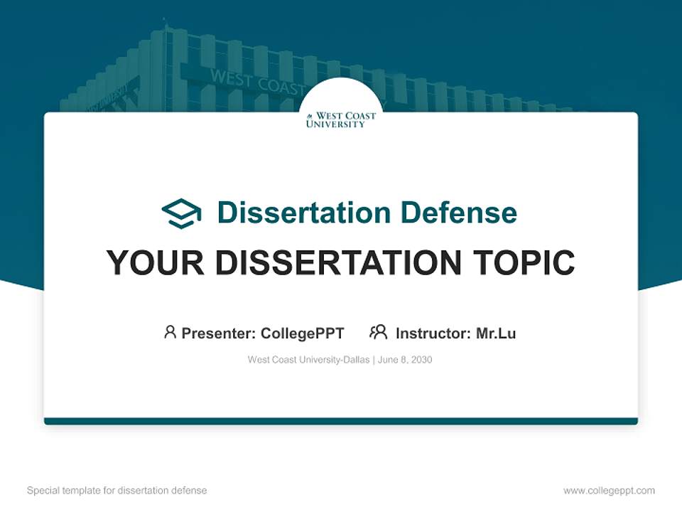 West Coast University-Dallas Graduation Thesis Defense PPT Template4:3 ratio PPT effect preview image7
