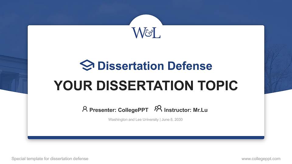Washington and Lee University Graduation Thesis Defense PPT Template16:9 ratio PPT effect preview image