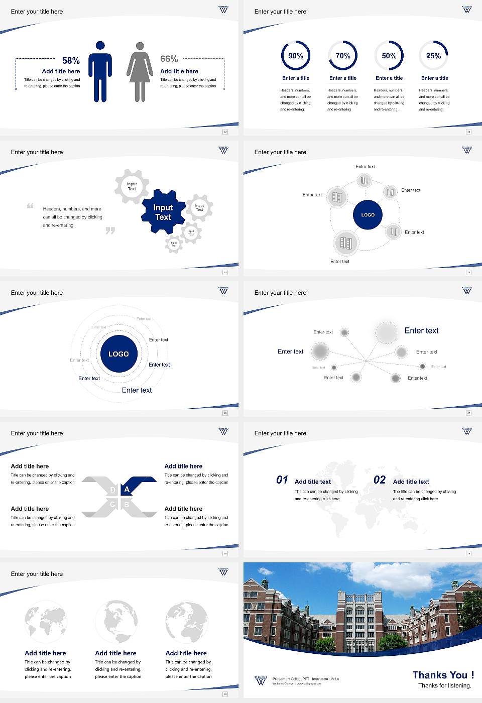 Wellesley College Course/Courseware Creation PPT Template16:9 ratio PPT effect preview image4