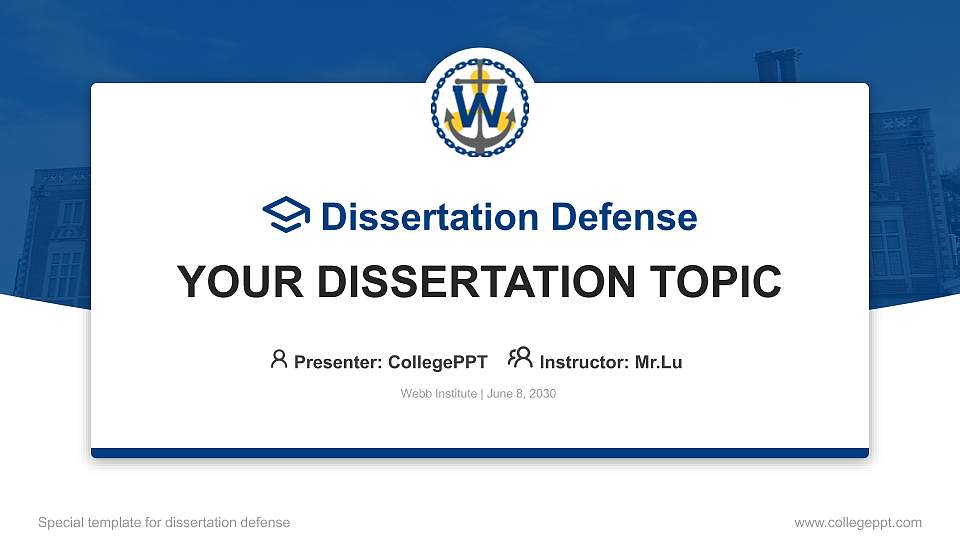 Webb Institute Graduation Thesis Defense PPT Template16:9 ratio PPT effect preview image