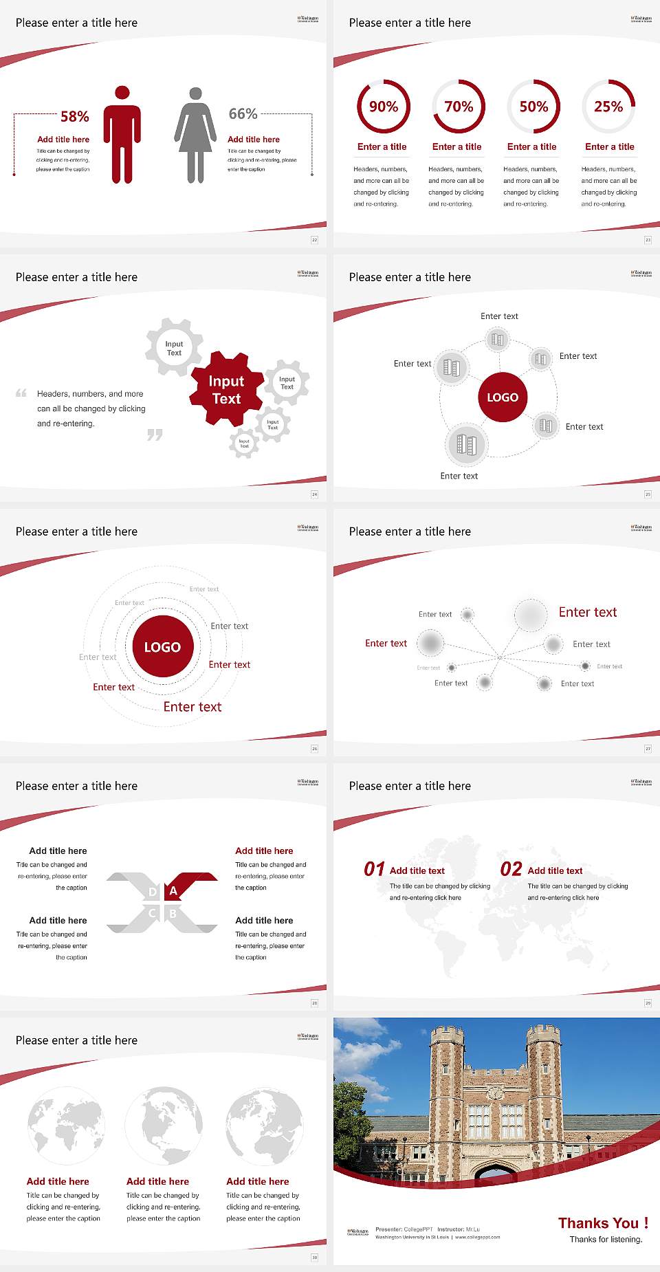 Washington University in St Louis Course/Courseware Creation PPT Template4:3 ratio PPT effect preview image4
