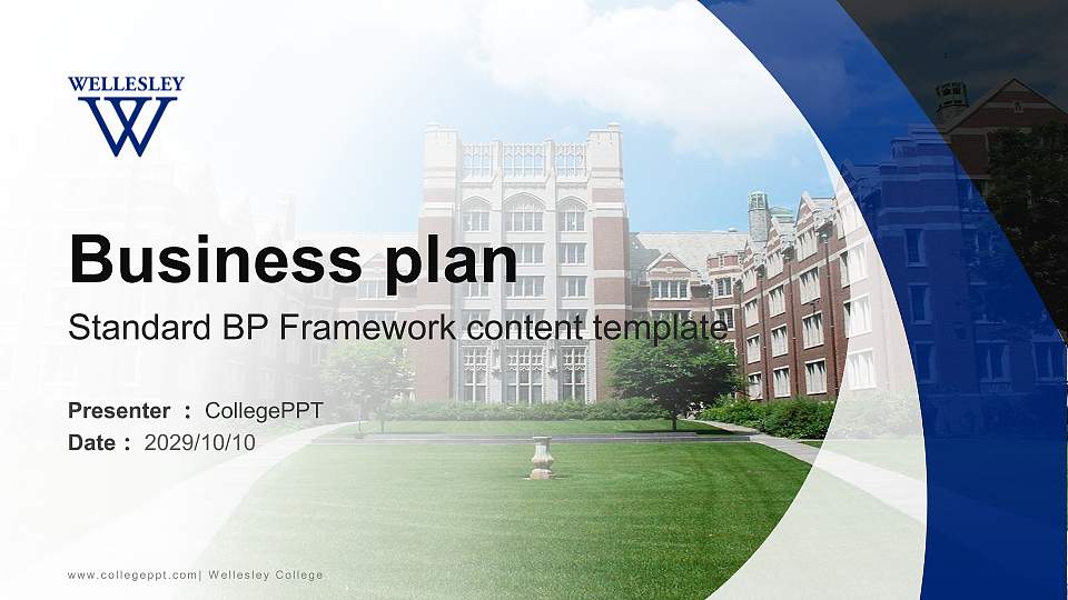 Wellesley College Competition/Entrepreneurship Contest PPT Template16:9 ratio PPT effect preview image