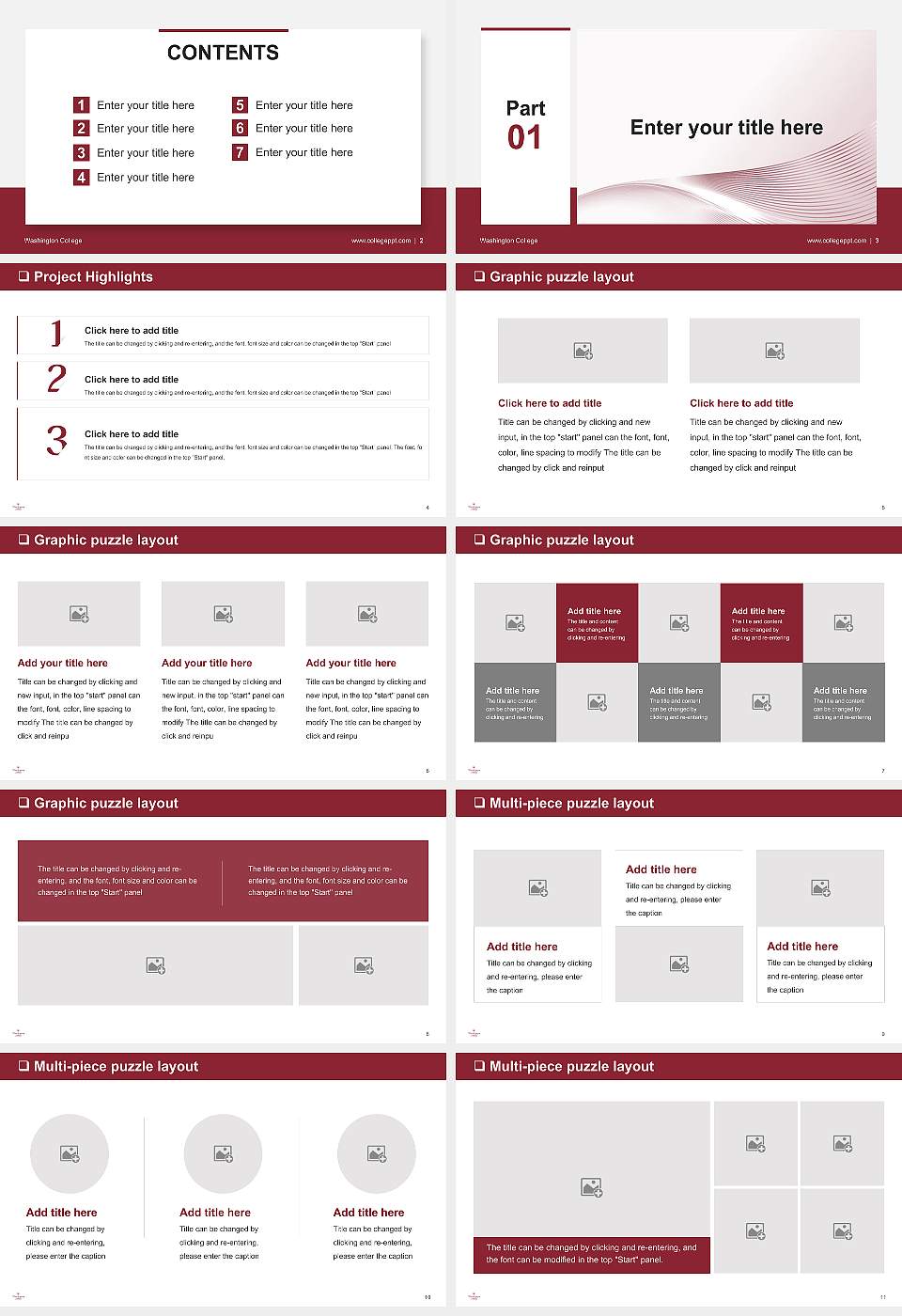 Washington College General Purpose PPT Template16:9 ratio PPT effect preview image2