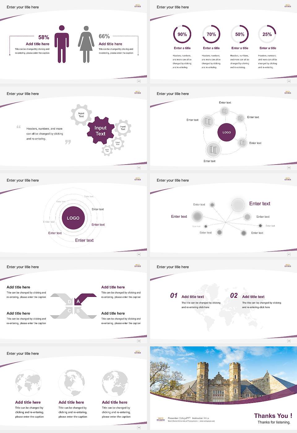 West Chester University of Pennsylvania Course/Courseware Creation PPT Template16:9 ratio PPT effect preview image4