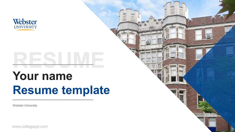 Webster University Resume PPT Template16:9 ratio PPT effect preview image