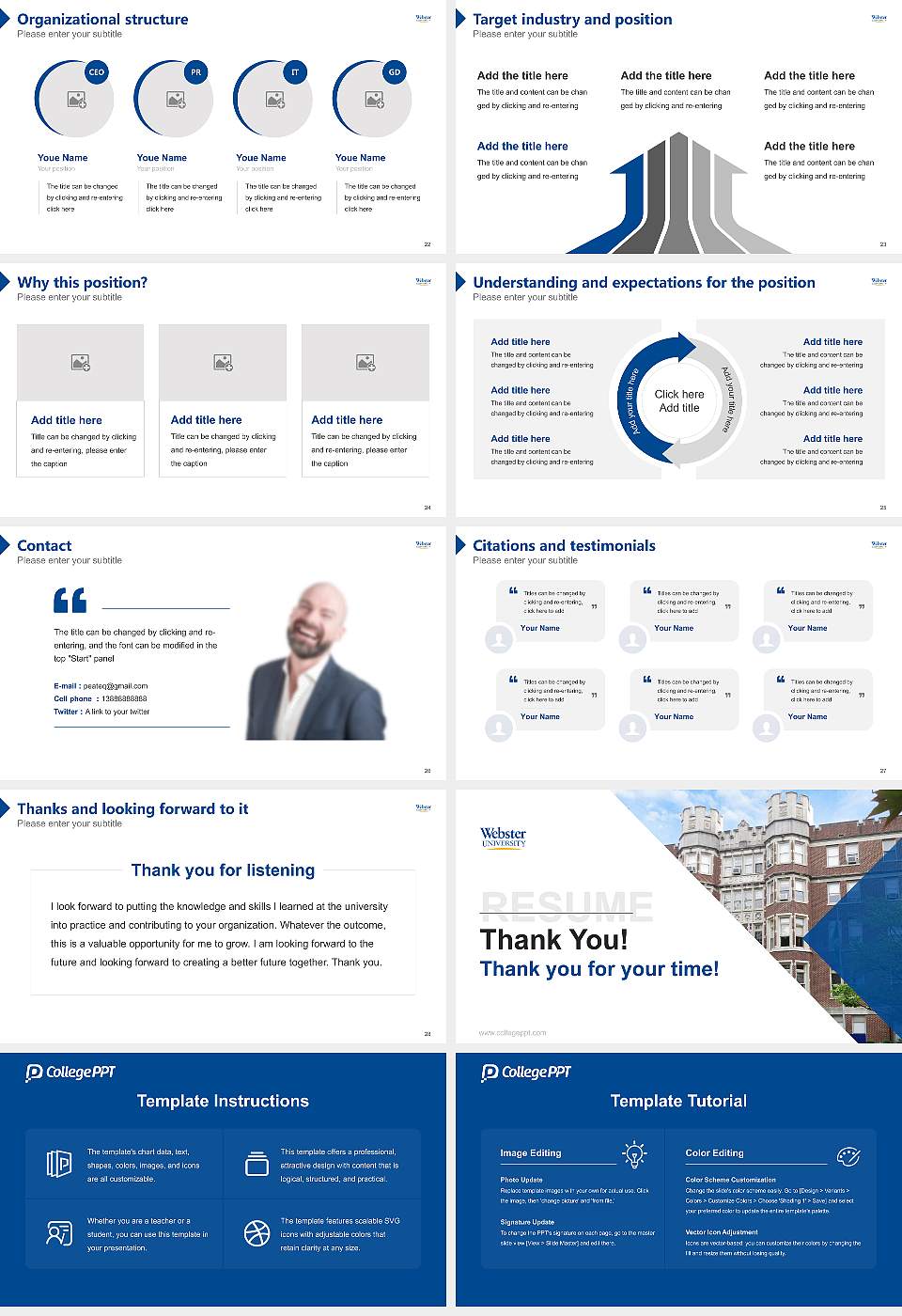 Webster University Resume PPT Template16:9 ratio PPT effect preview image4