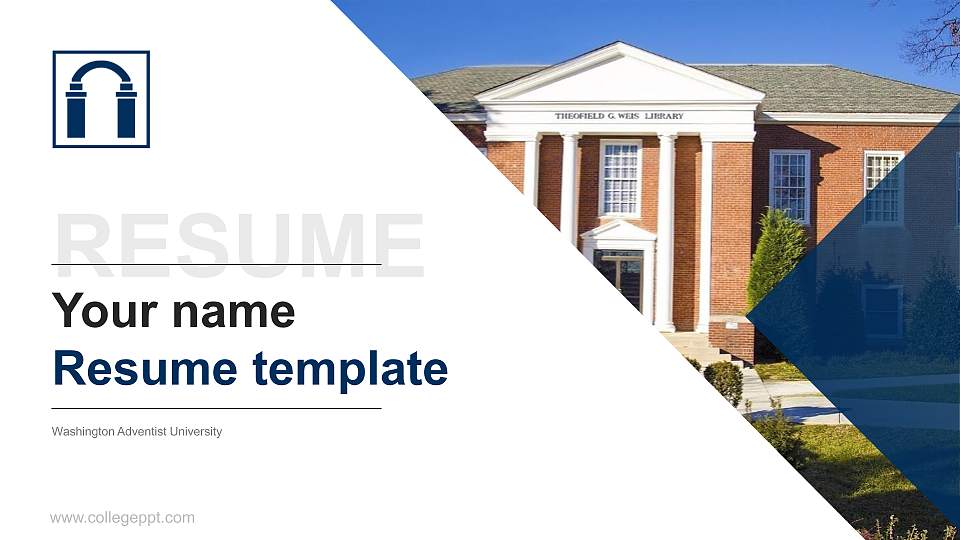 Washington Adventist University Resume PPT Template16:9 ratio PPT effect preview image