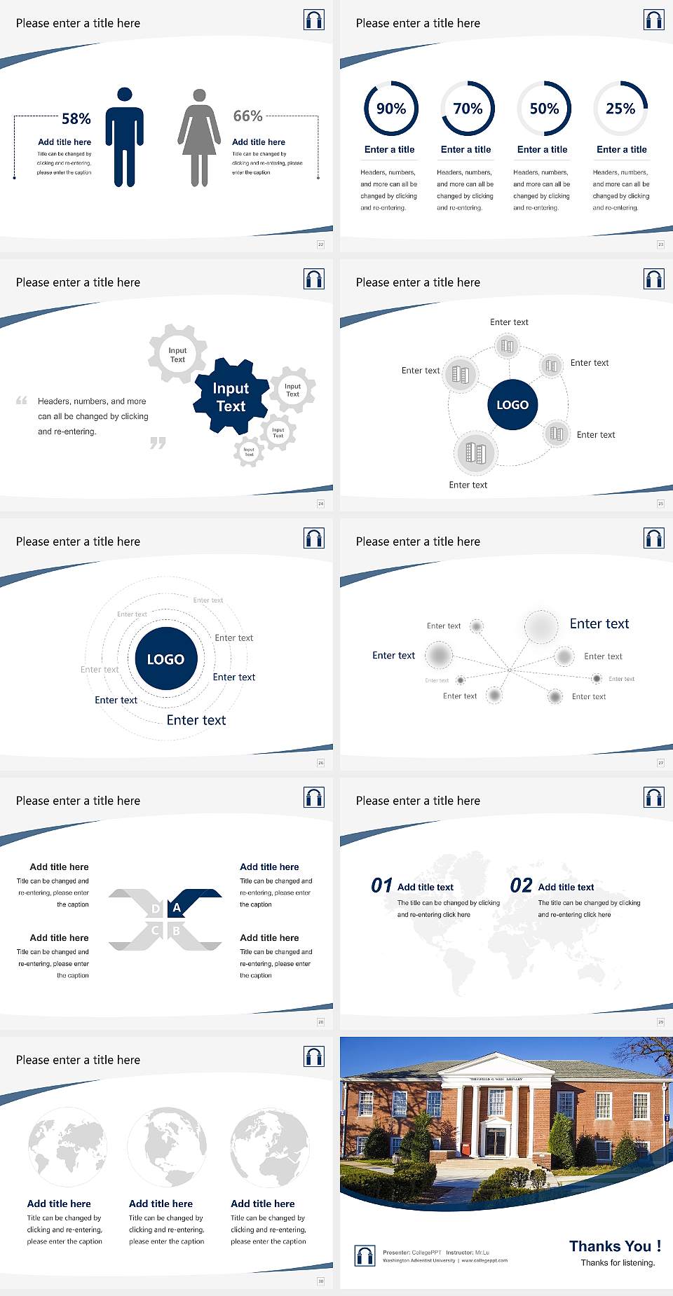 Washington Adventist University Course/Courseware Creation PPT Template4:3 ratio PPT effect preview image4