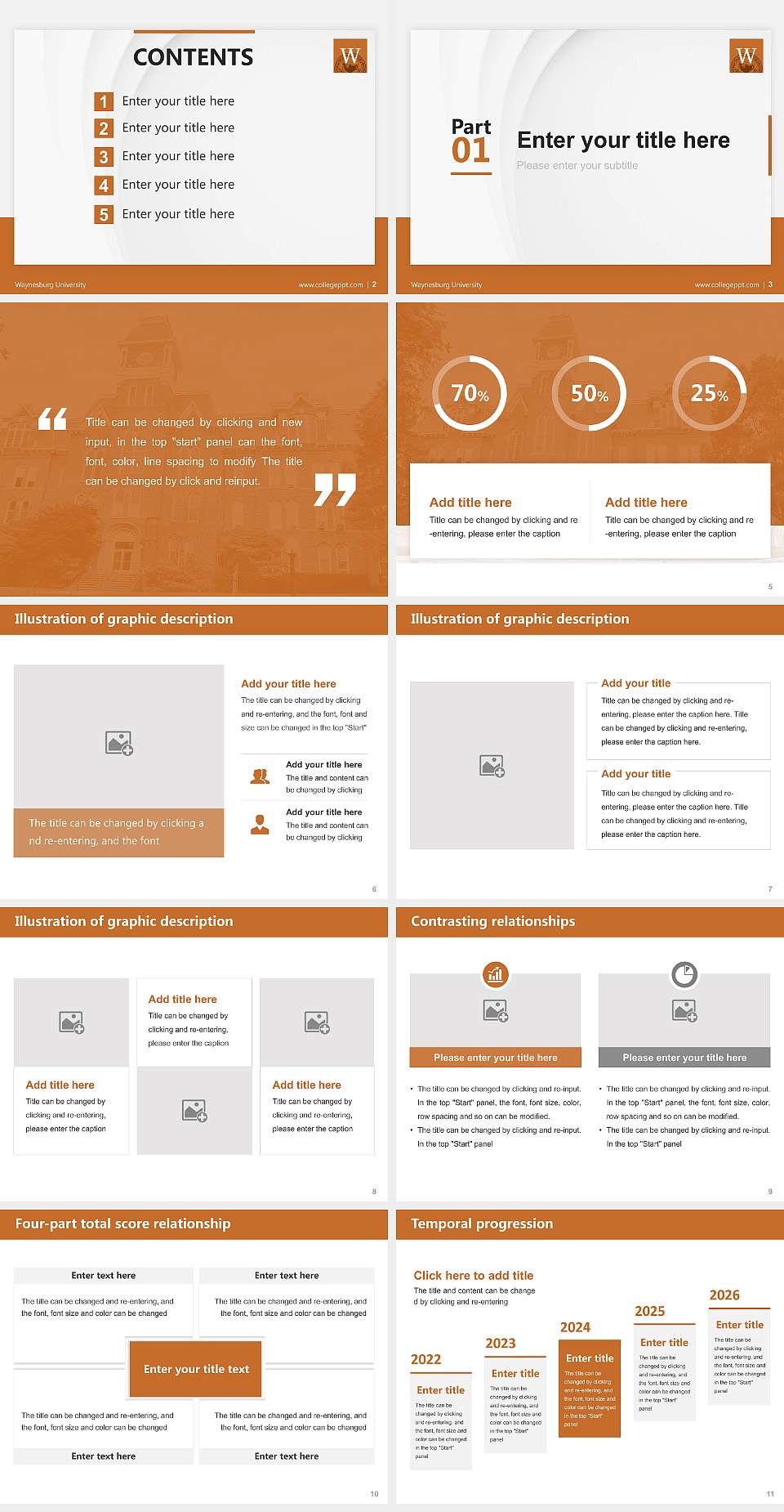 Waynesburg University Thesis Proposal/Graduation Defense PPT Template4:3 ratio PPT effect preview image2