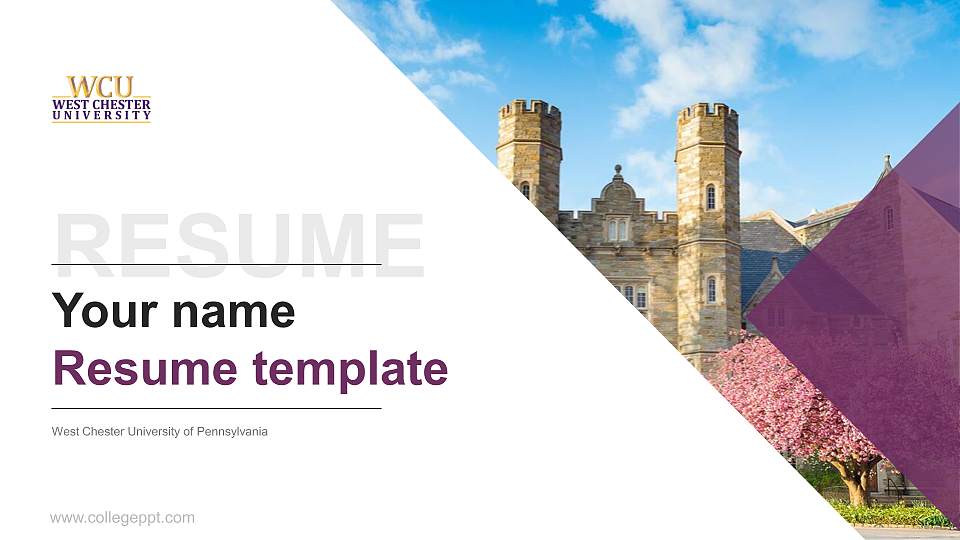 West Chester University of Pennsylvania Resume PPT Template16:9 ratio PPT effect preview image