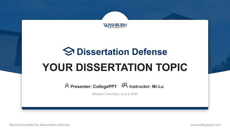 Washburn University Graduation Thesis Defense PPT Template16:9 ratio PPT effect preview image
