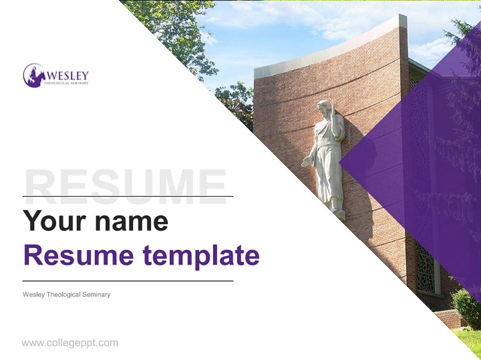 Wesley Theological Seminary Resume PPT Template4:3 ratio PPT effect preview image5