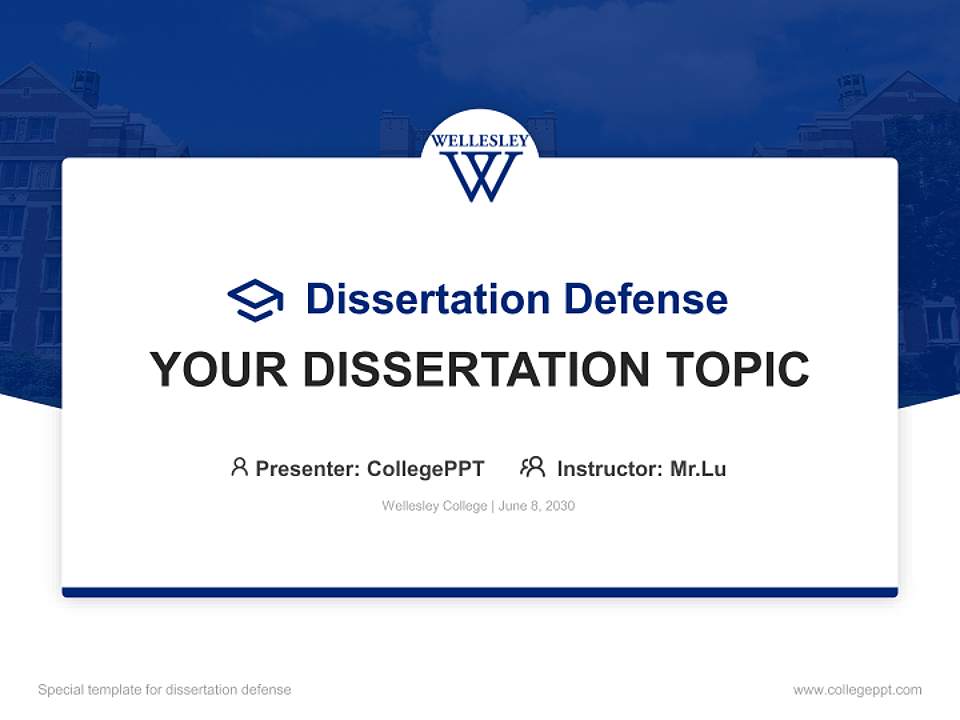 Wellesley College Graduation Thesis Defense PPT Template4:3 ratio PPT effect preview image7