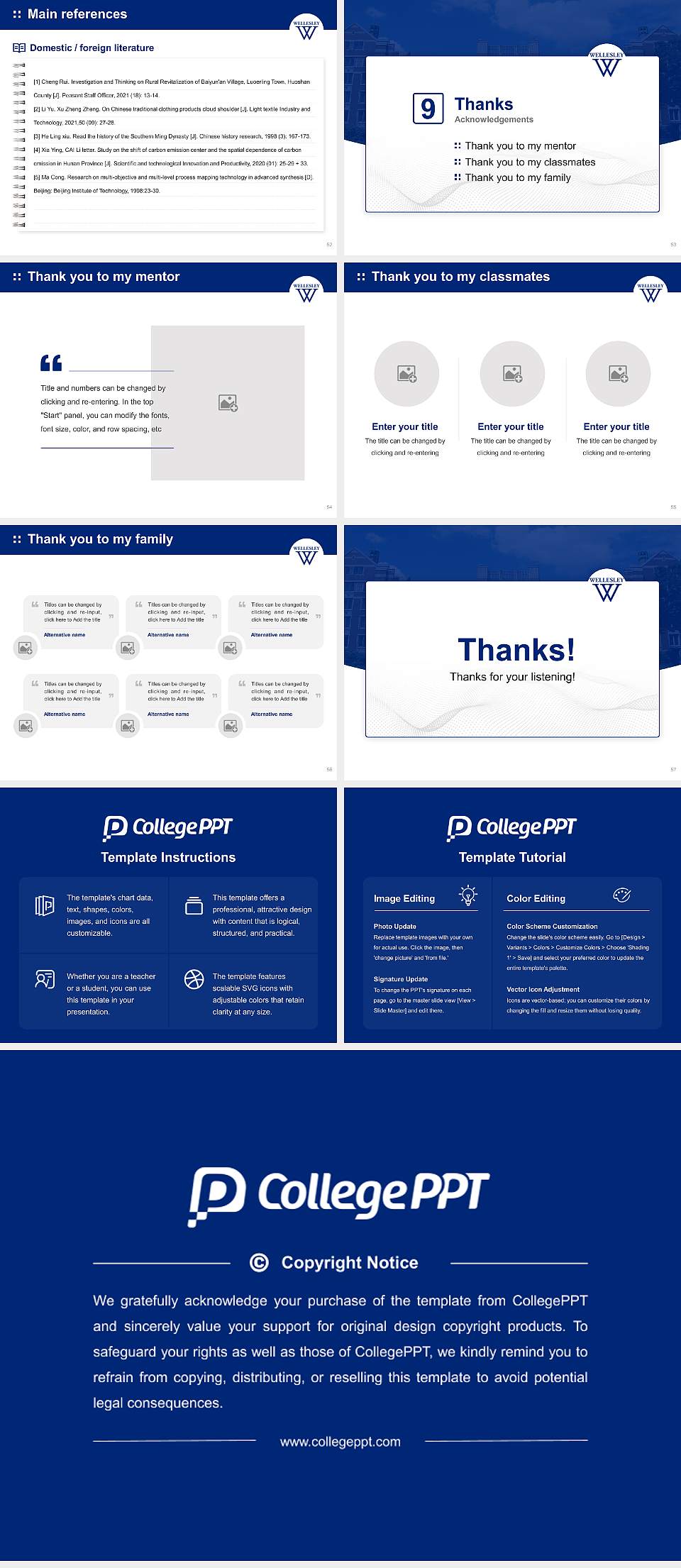 Wellesley College Graduation Thesis Defense PPT Template4:3 ratio PPT effect preview image7