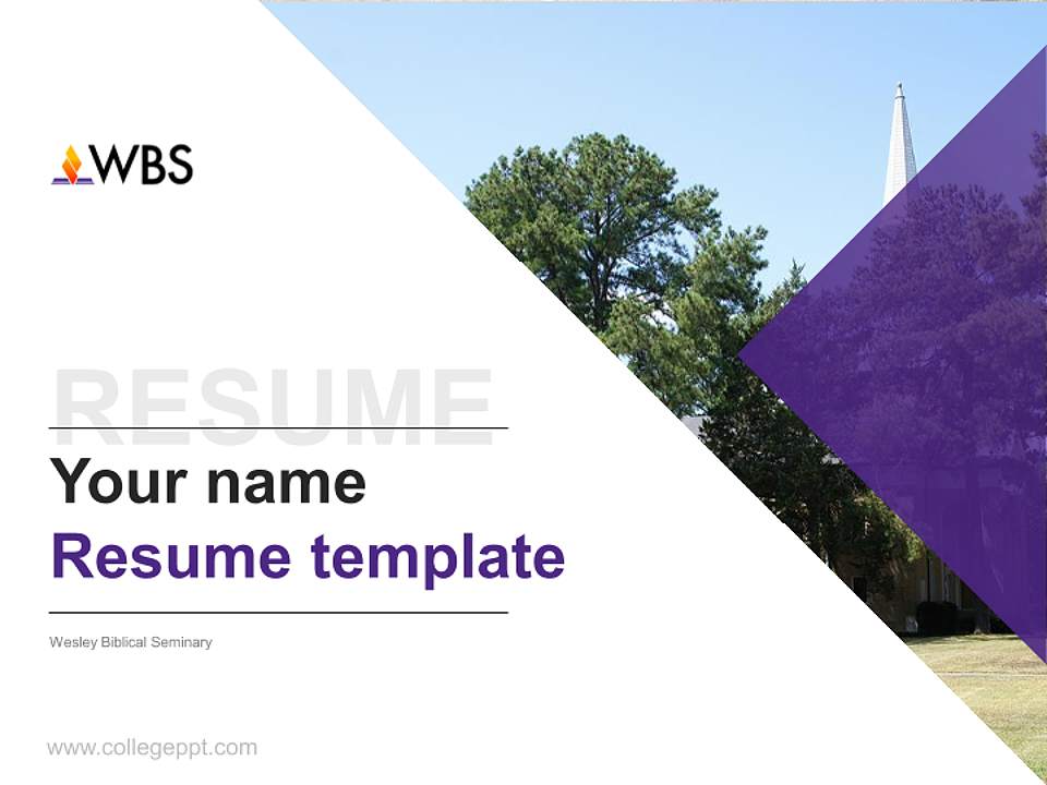 Wesley Biblical Seminary Resume PPT Template4:3 ratio PPT effect preview image5