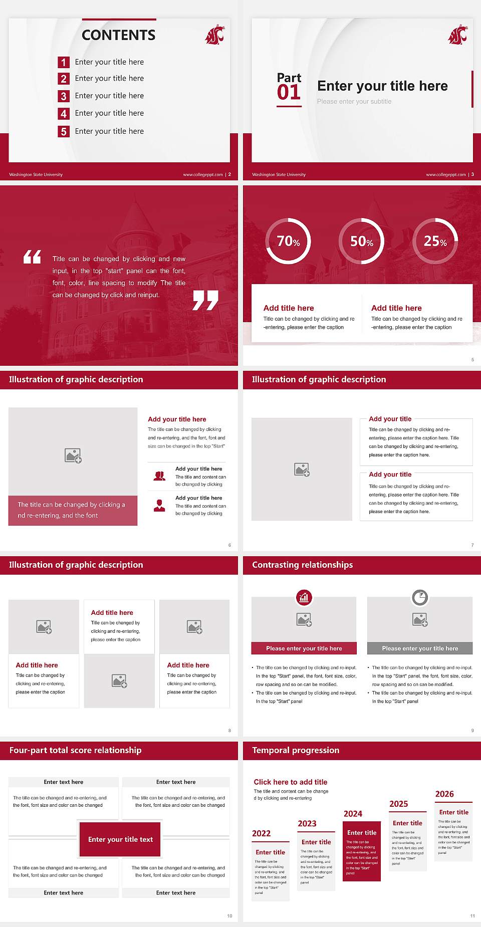 Washington State University Thesis Proposal/Graduation Defense PPT Template4:3 ratio PPT effect preview image2