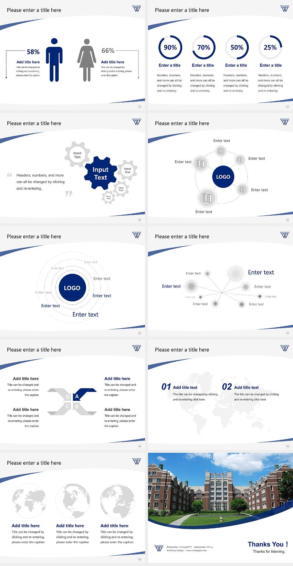 Wellesley College Course/Courseware Creation PPT Template4:3 ratio PPT effect preview image4