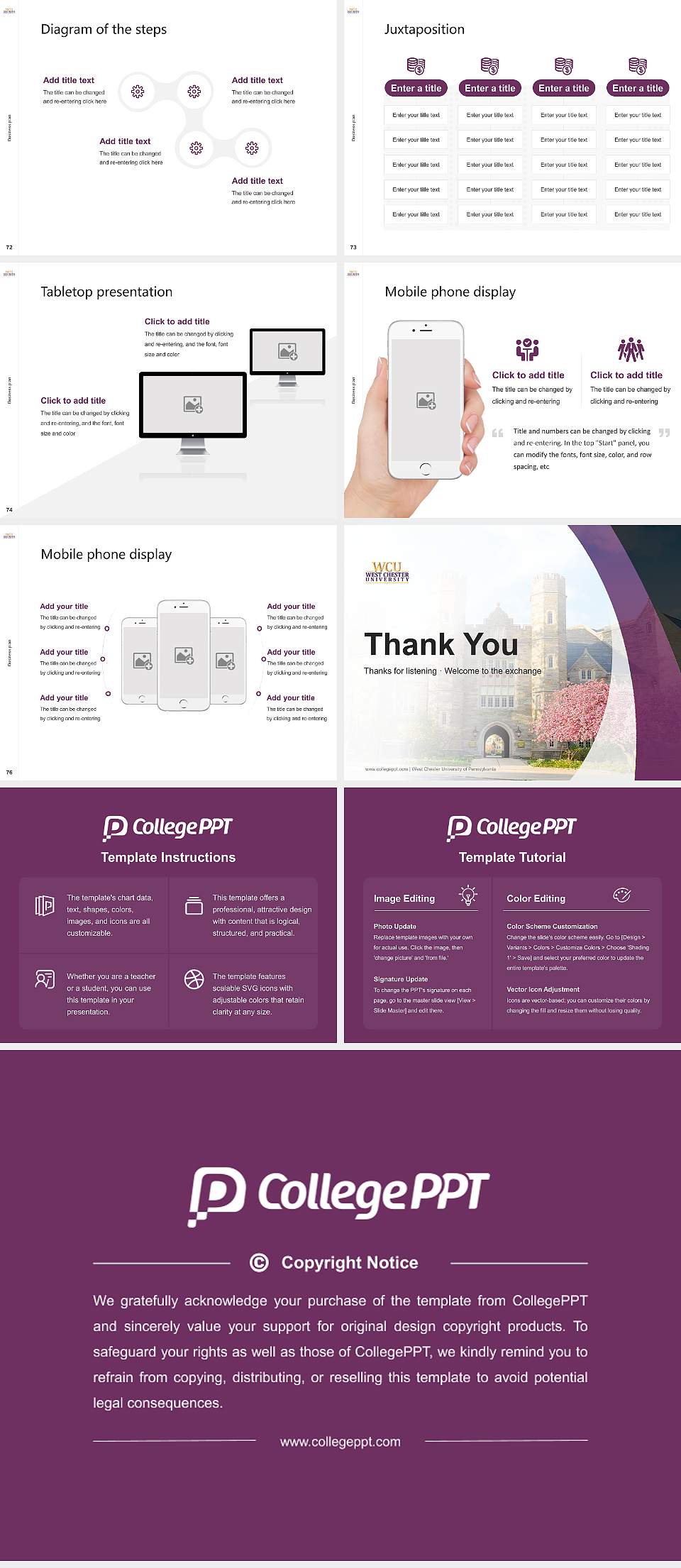 West Chester University of Pennsylvania Competition/Entrepreneurship Contest PPT Template4:3 ratio PPT effect preview image9