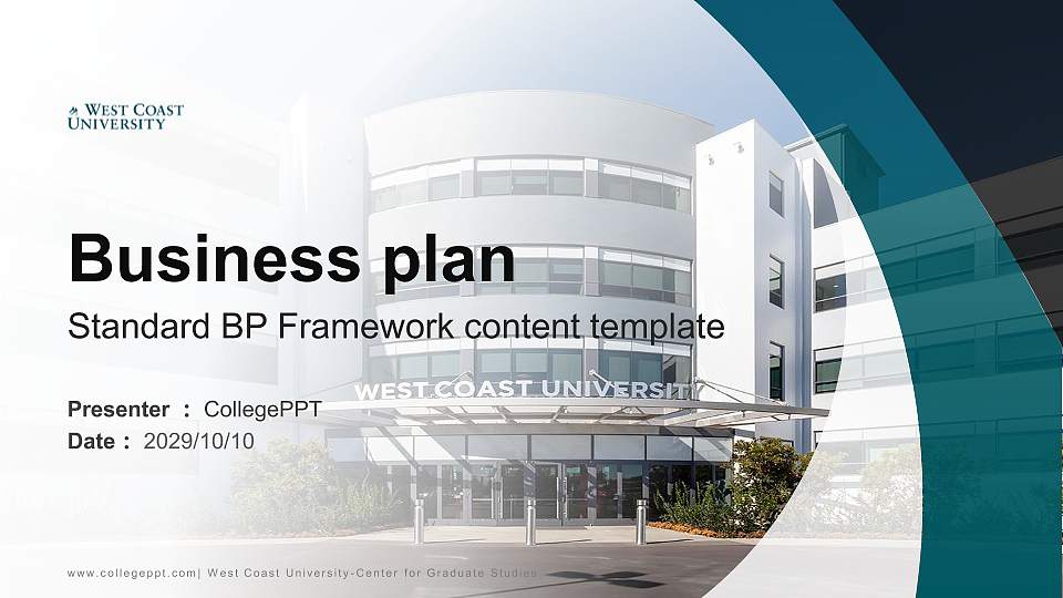 West Coast University-Center for Graduate Studies Competition/Entrepreneurship Contest PPT Template16:9 ratio PPT effect preview image