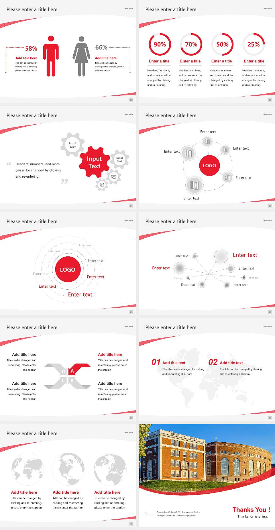 Wesleyan University Course/Courseware Creation PPT Template4:3 ratio PPT effect preview image4