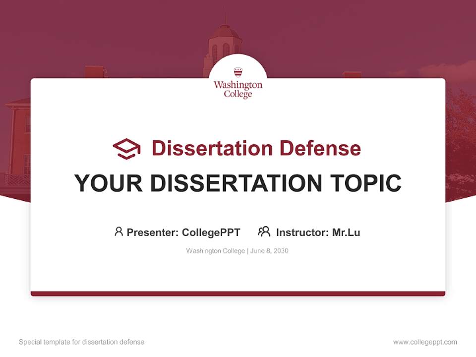 Washington College Graduation Thesis Defense PPT Template4:3 ratio PPT effect preview image7