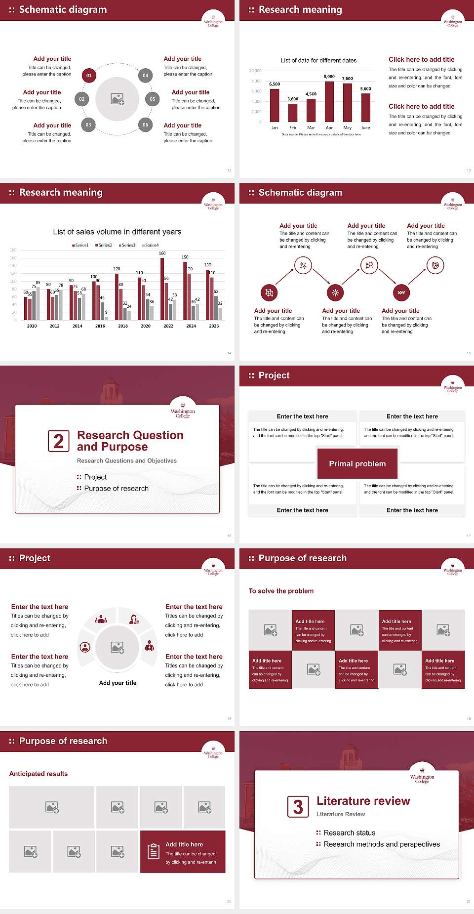 Washington College Graduation Thesis Defense PPT Template4:3 ratio PPT effect preview image3