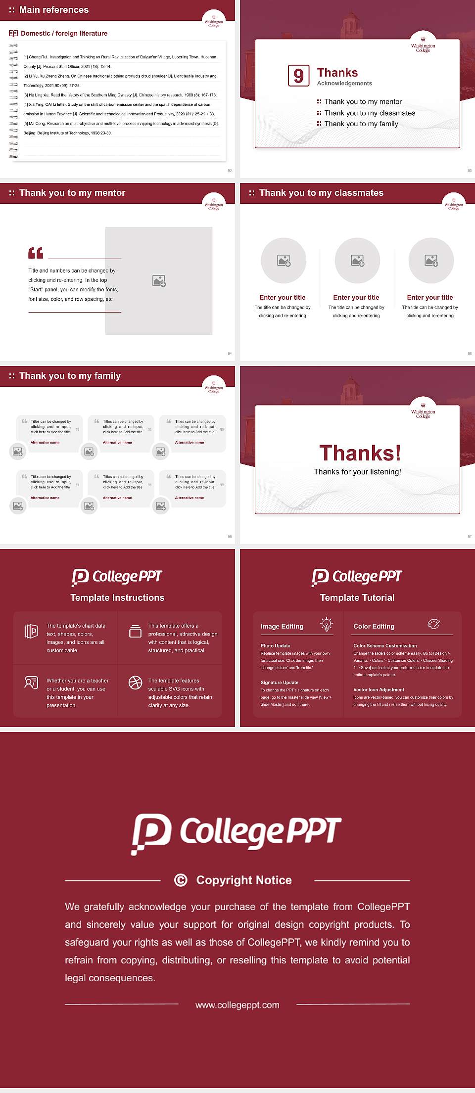 Washington College Graduation Thesis Defense PPT Template4:3 ratio PPT effect preview image7