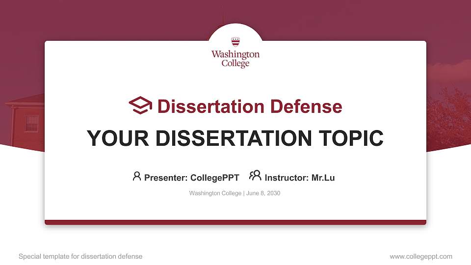 Washington College Graduation Thesis Defense PPT Template16:9 ratio PPT effect preview image