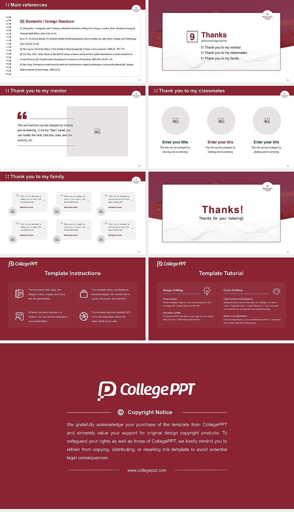 Washington College Graduation Thesis Defense PPT Template16:9 ratio PPT effect preview image7