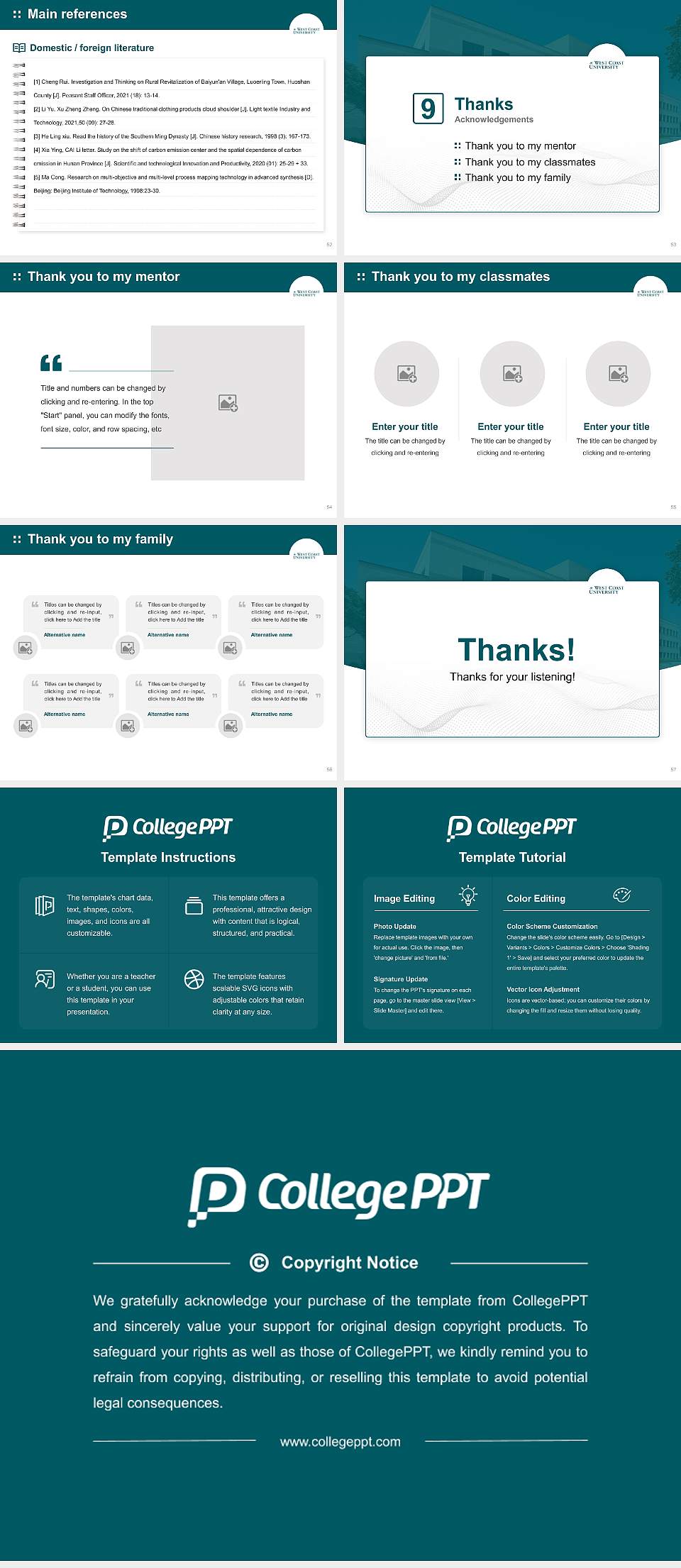 West Coast University – Texas Graduation Thesis Defense PPT Template4:3 ratio PPT effect preview image7