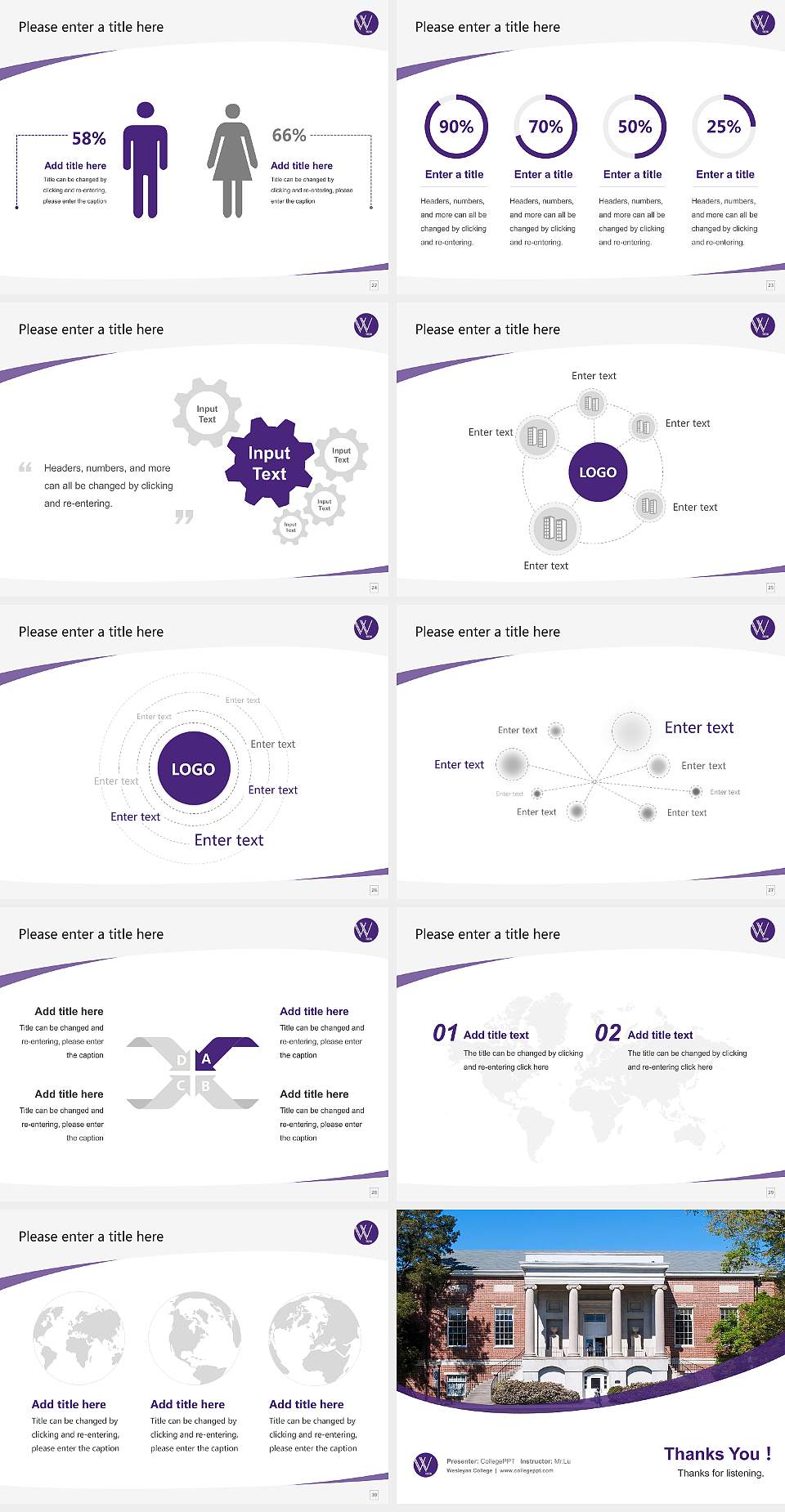 Wesleyan College Course/Courseware Creation PPT Template4:3 ratio PPT effect preview image4