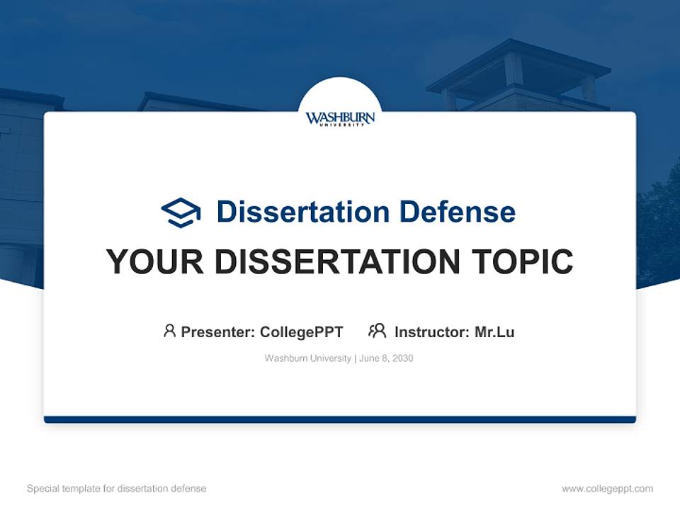 Washburn University Graduation Thesis Defense PPT Template4:3 ratio PPT effect preview image7