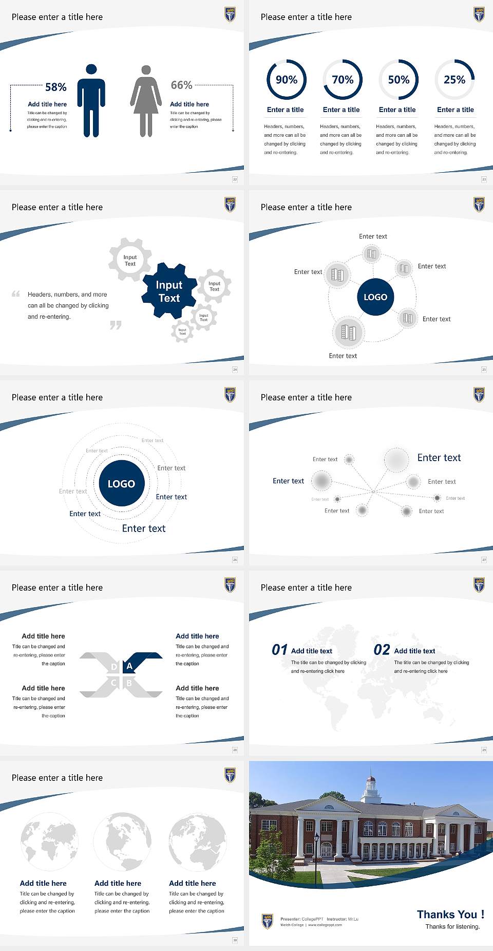 Welch College Course/Courseware Creation PPT Template4:3 ratio PPT effect preview image4