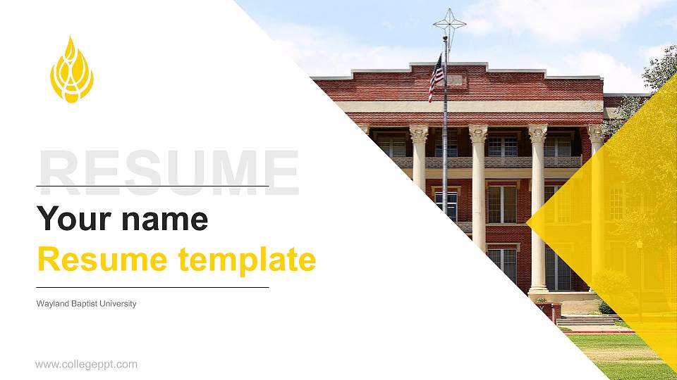 Wayland Baptist University Resume PPT Template16:9 ratio PPT effect preview image