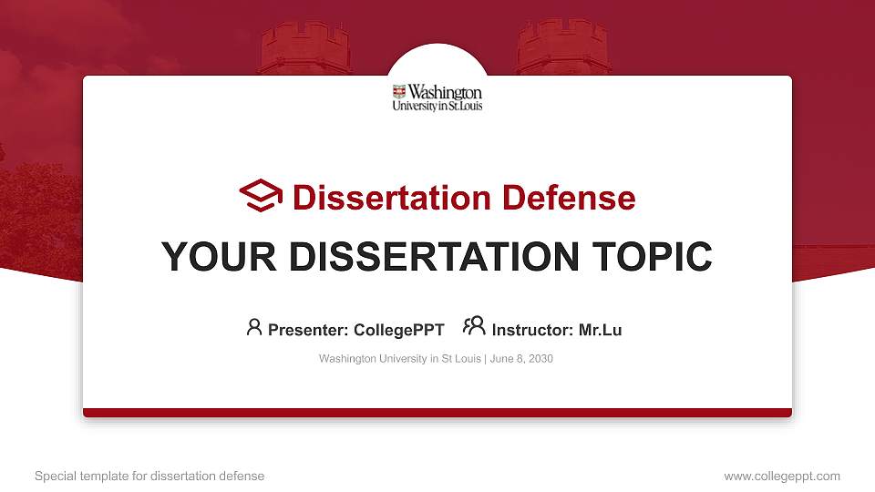 Washington University in St Louis Graduation Thesis Defense PPT Template16:9 ratio PPT effect preview image