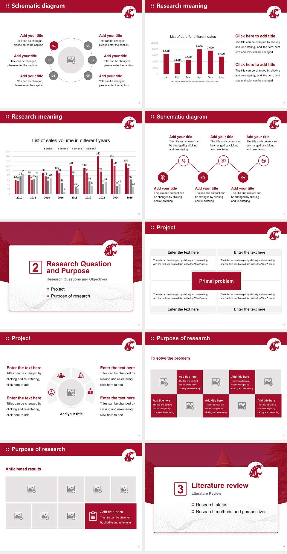 Washington State University Graduation Thesis Defense PPT Template4:3 ratio PPT effect preview image3