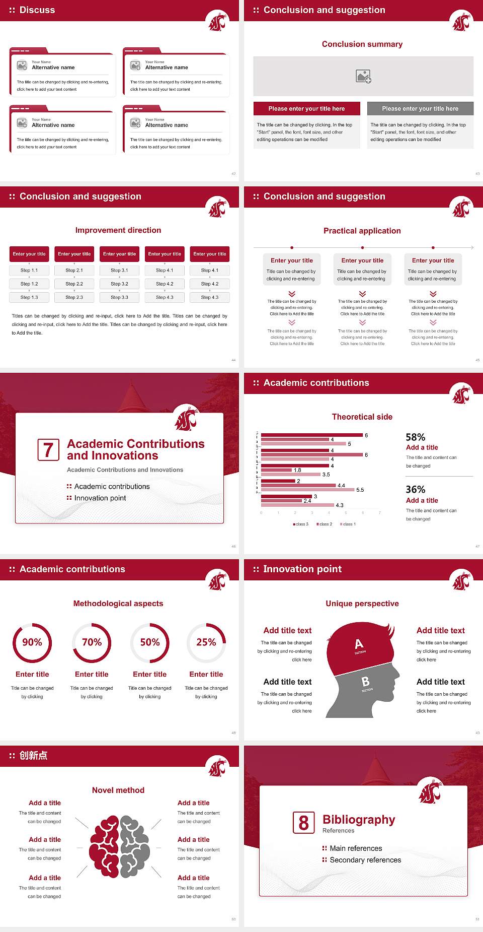 Washington State University Graduation Thesis Defense PPT Template4:3 ratio PPT effect preview image6