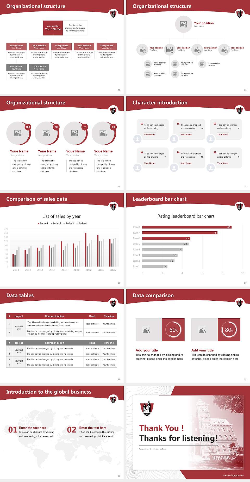 Washington & Jefferson College Academic Presentation/Research Findings Report PPT Template4:3 ratio PPT effect preview image4