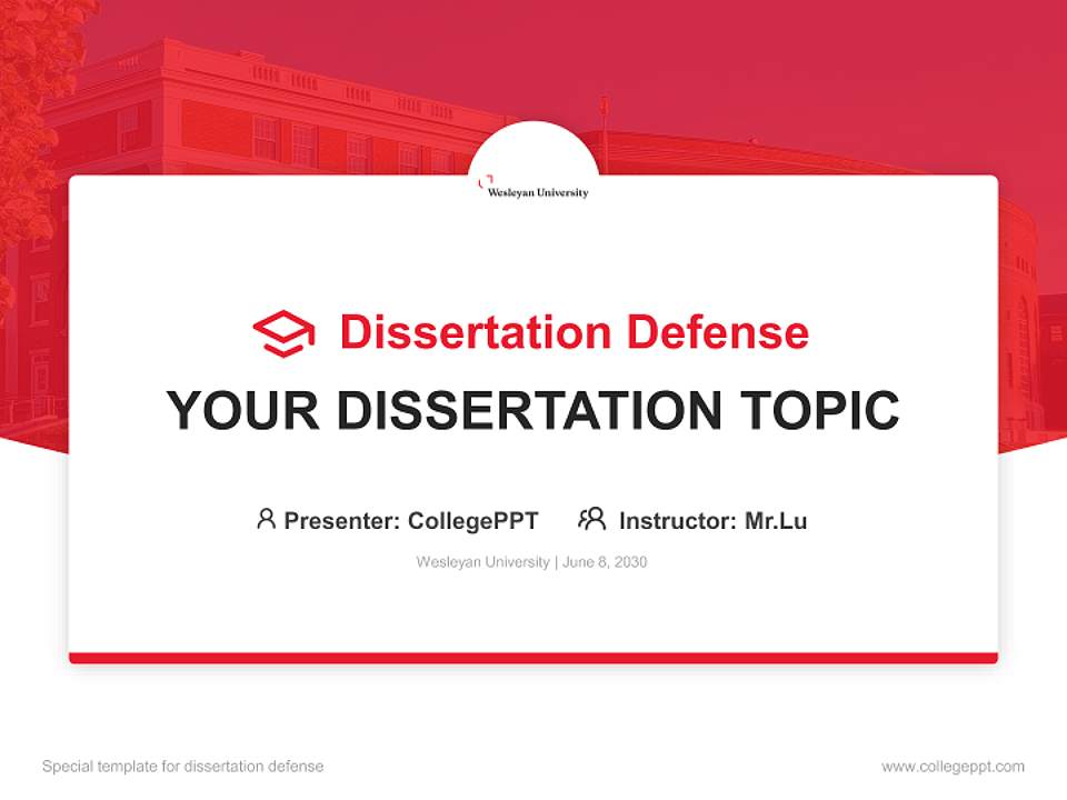 Wesleyan University Graduation Thesis Defense PPT Template4:3 ratio PPT effect preview image7